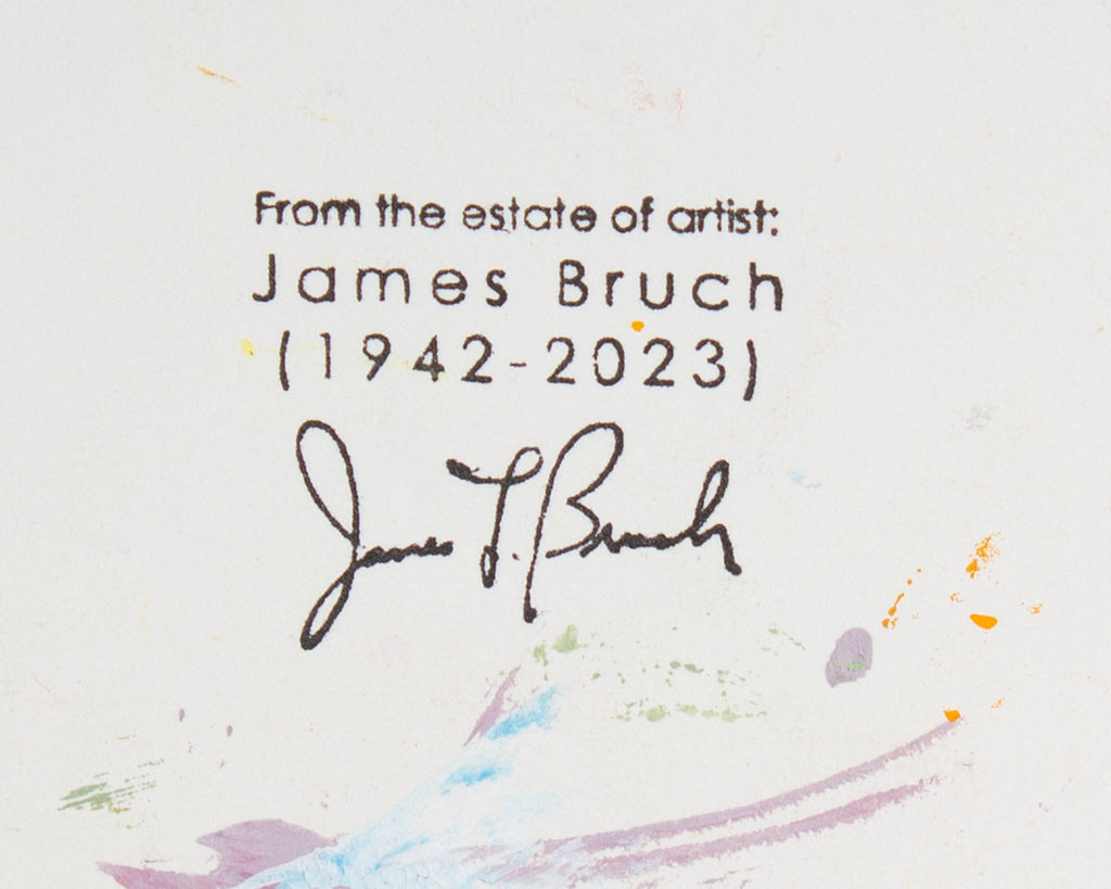 James L. Bruch Signed 2012 “Marathon Runner” Abstract Acrylic on Paper Painting