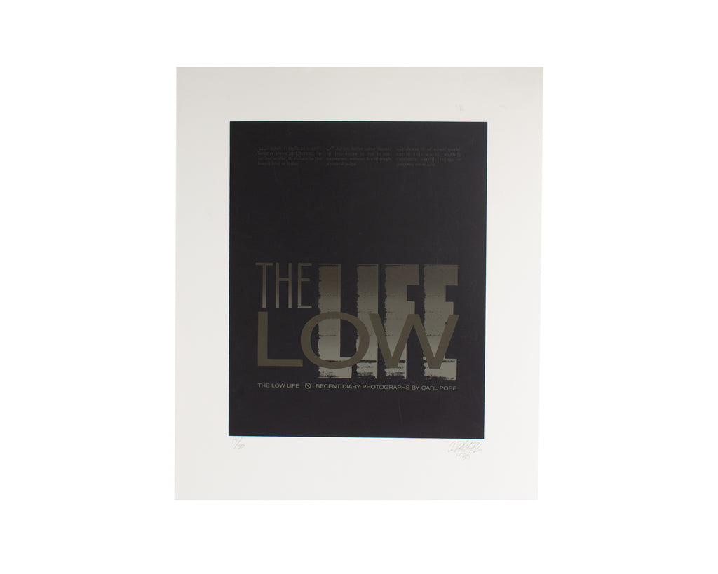 Carl Pope Jr. Signed 1983 “The Low Life” Serigraph Exhibition Poster