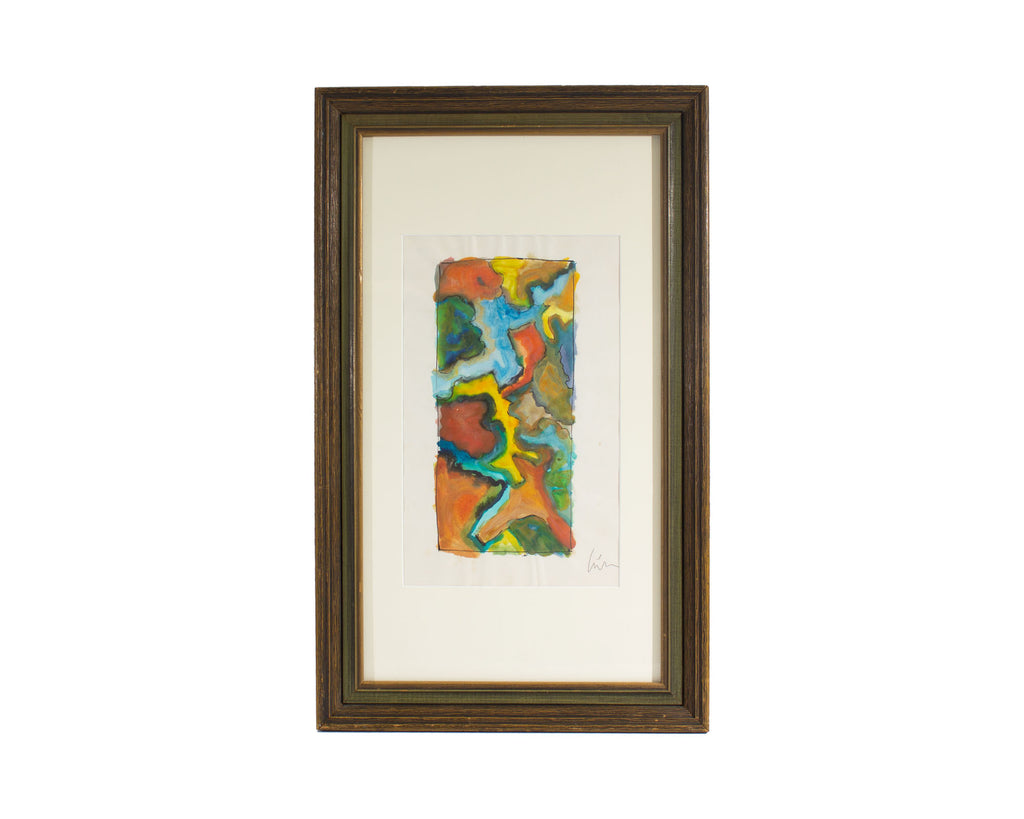 Harry Hilson Signed 1960s Abstract Watercolor Painting