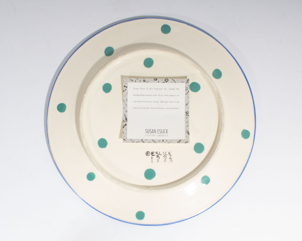 Susan Eslick 1992 Postmodern Hand-Painted Decorative Plate