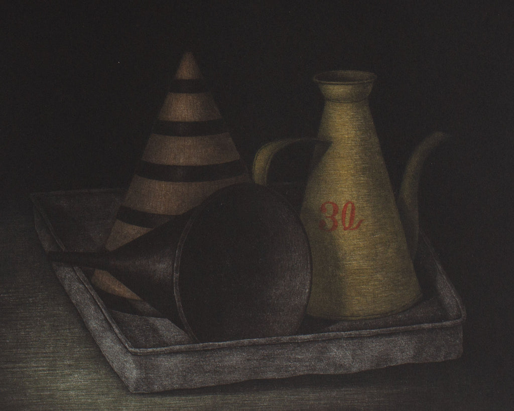 Tomoe Yokoi Signed “Oil Vessel” Artist’s Proof Mezzotint Print