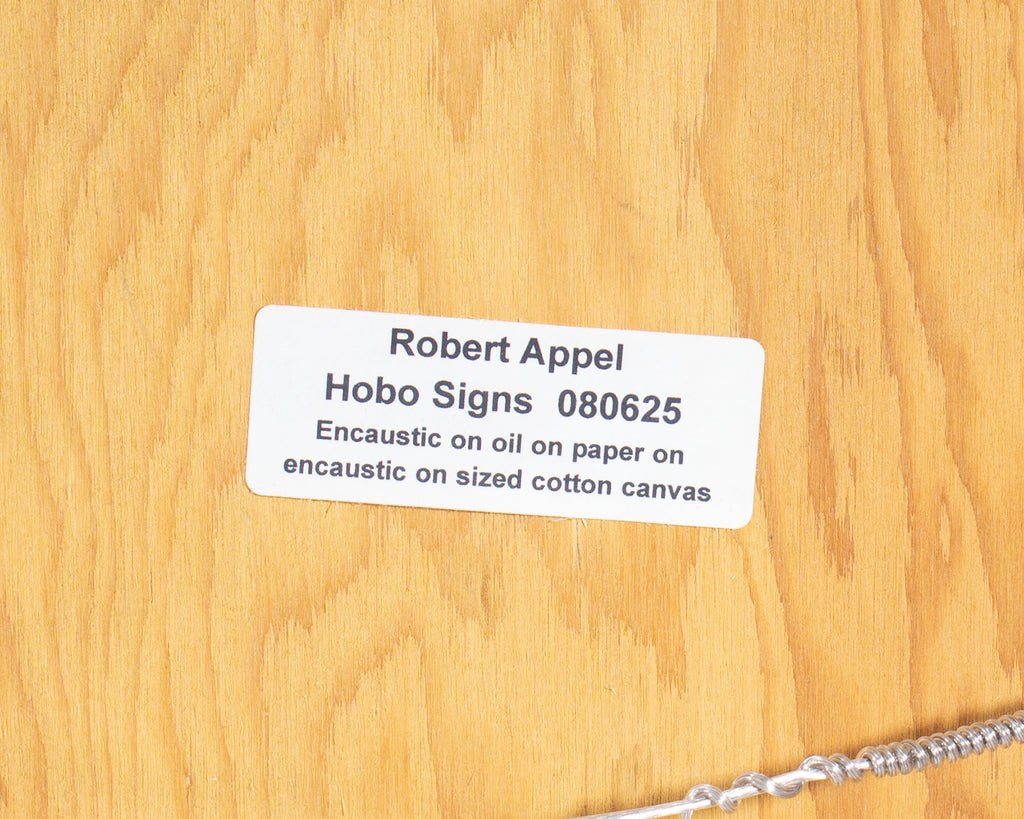 Robert Appel Signed “Hobo Signs” Encaustic and Oil on Canvas Painting