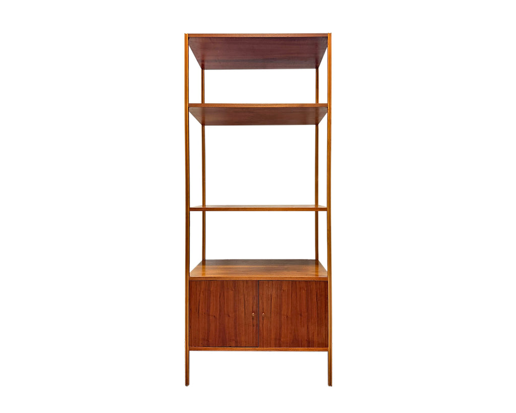 Paul McCobb Style Walnut and Metal Étagère Shelf