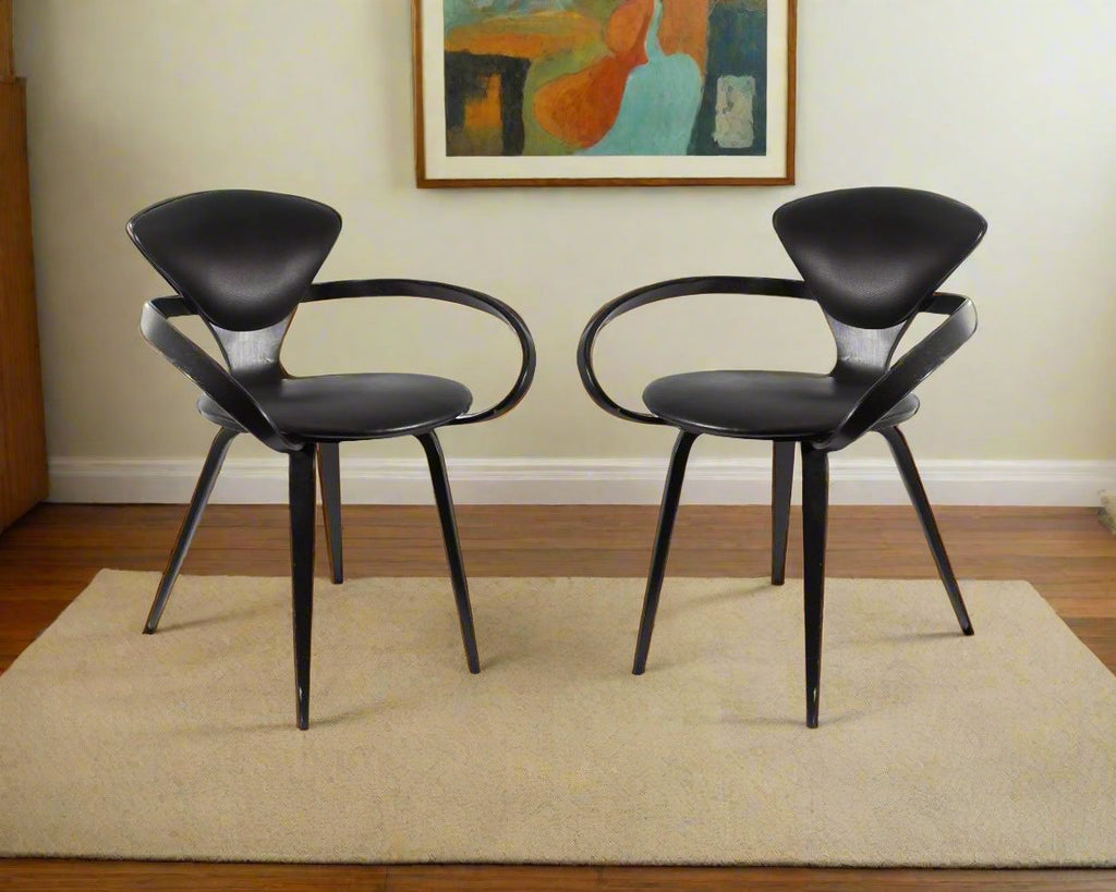 Norman Cherner Plycraft Black Pretzel Chairs