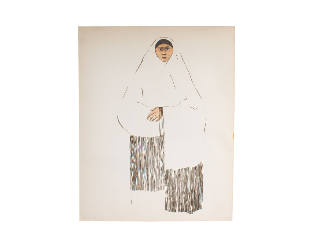 R.C. Gorman Signed “Taos Pueblo Woman” Limited Edition Lithograph