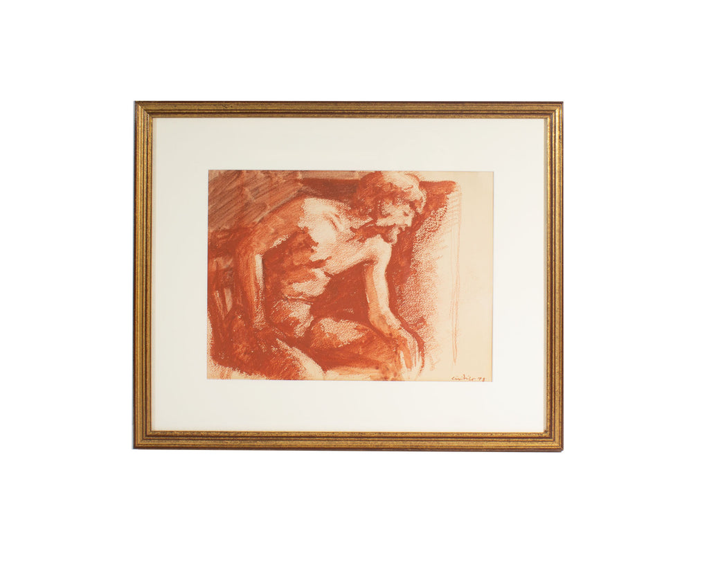 Bruno Civitico Signed Pastel and Watercolor Drawing of a Nude Figure