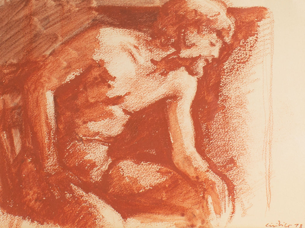 Bruno Civitico 1978 Signed Pastel and Watercolor Drawing of a Nude Figure