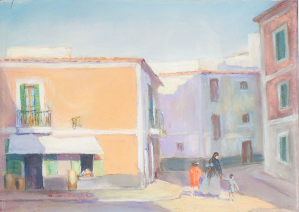 Bruno Beghé Signed “Corner of Ibiza” Pastel Drawing