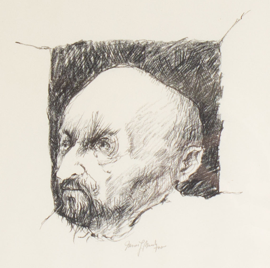 James L. Bruch Signed 1965 Charcoal Portrait Drawing