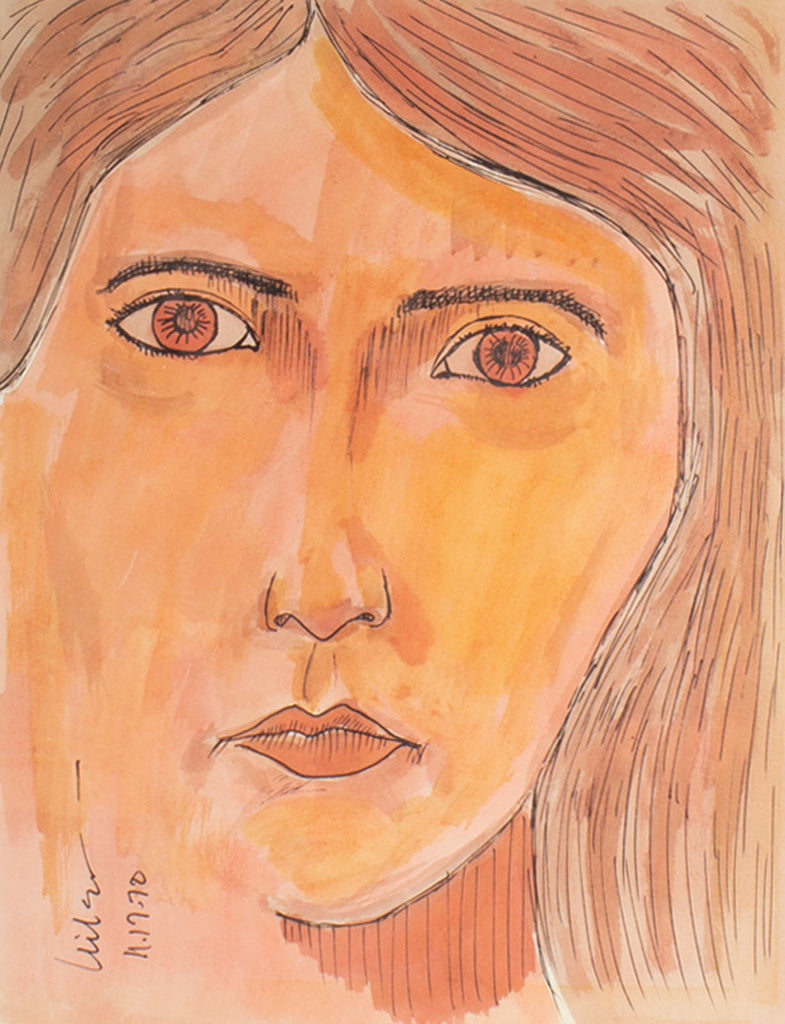 Harry Hilson Signed 1970 Watercolor and Ink Portrait of a Woman