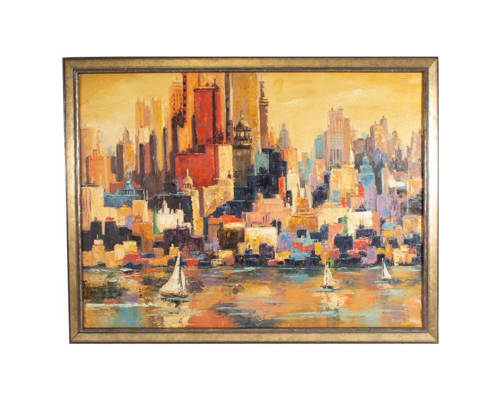 Sandro von Lorsch Oil on Board Cityscape Painting