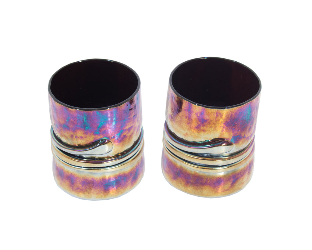 Esteban Prieto Signed 1980s Iridescent Art Glass Tumblers