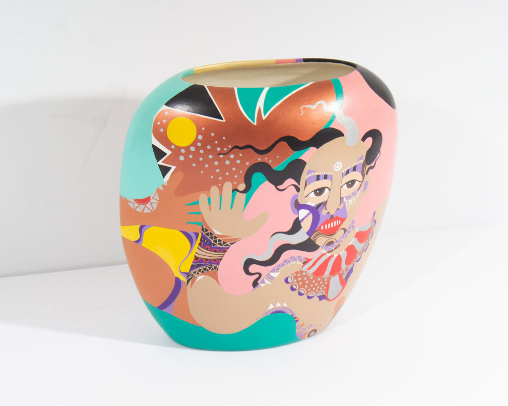 Eugenia Marve Signed Hand-Painted Ceramic Vase