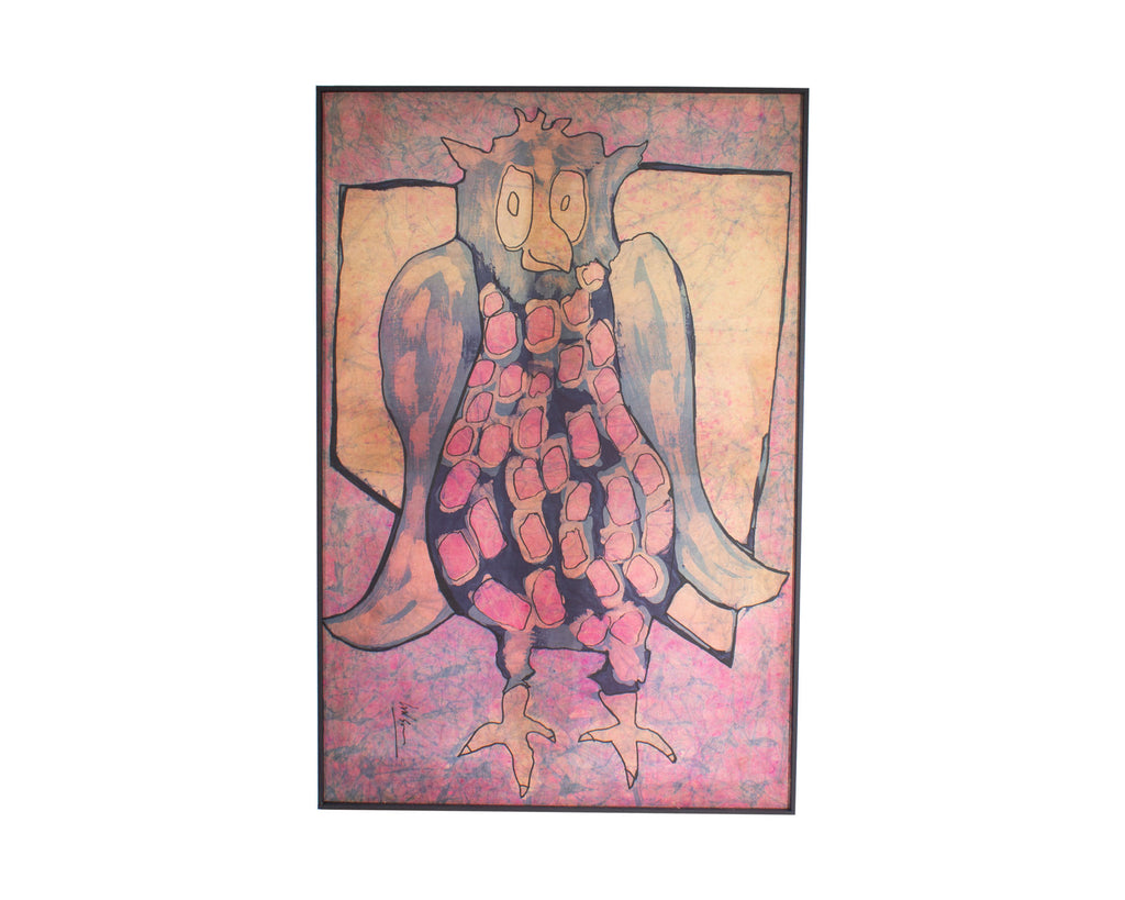 Harry Hilson Signed Abstract Owl Batik