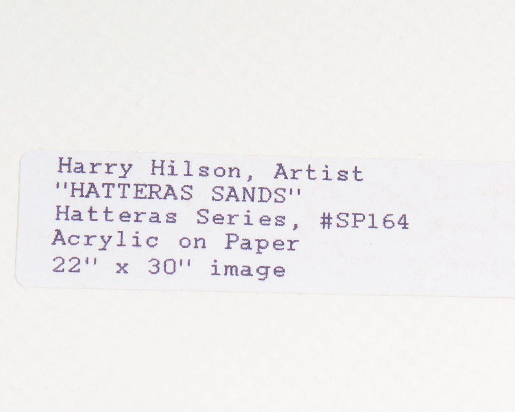 Harry Hilson Signed 1980s “Hatteras Sands” Acrylic on Paper Landscape Painting