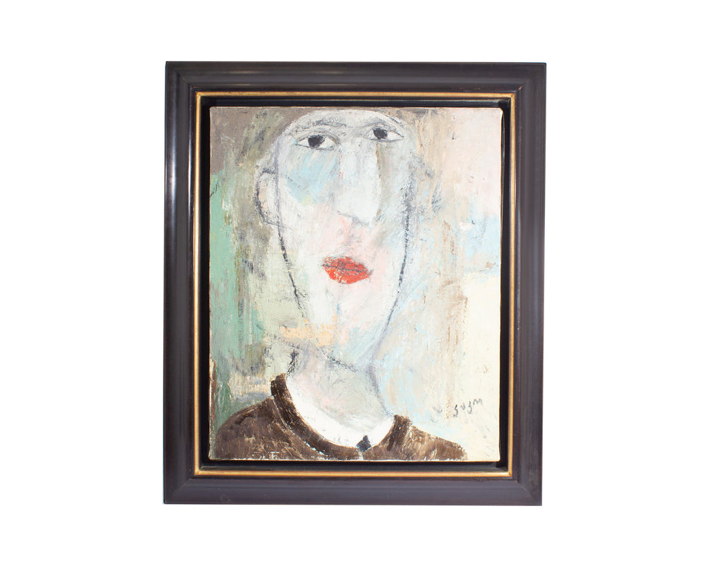 Kako Topouria Signed Abstract Portrait Oil on Canvas Painting