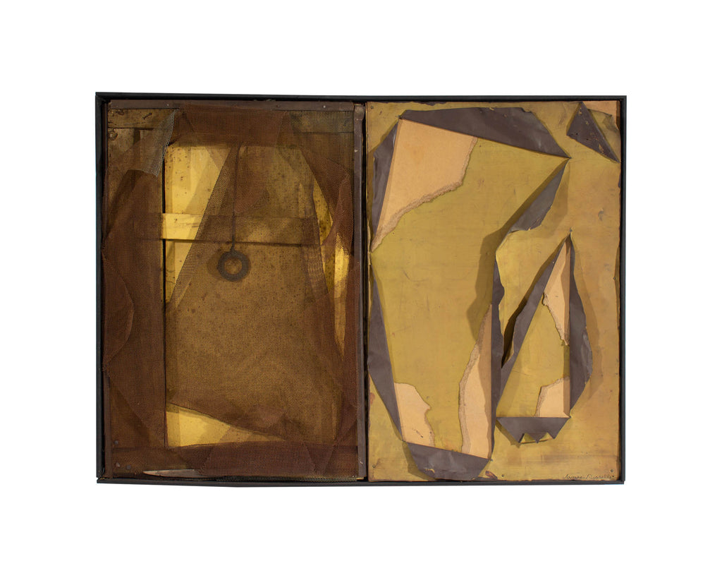 James Spencer Russell Signed “Variations on a Square XVII” Found Object Assemblage