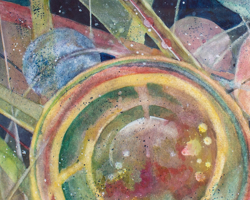 Norma Jean Bruckner Signed “Galaxy Within a Galaxy” Abstract Watercolor Painting