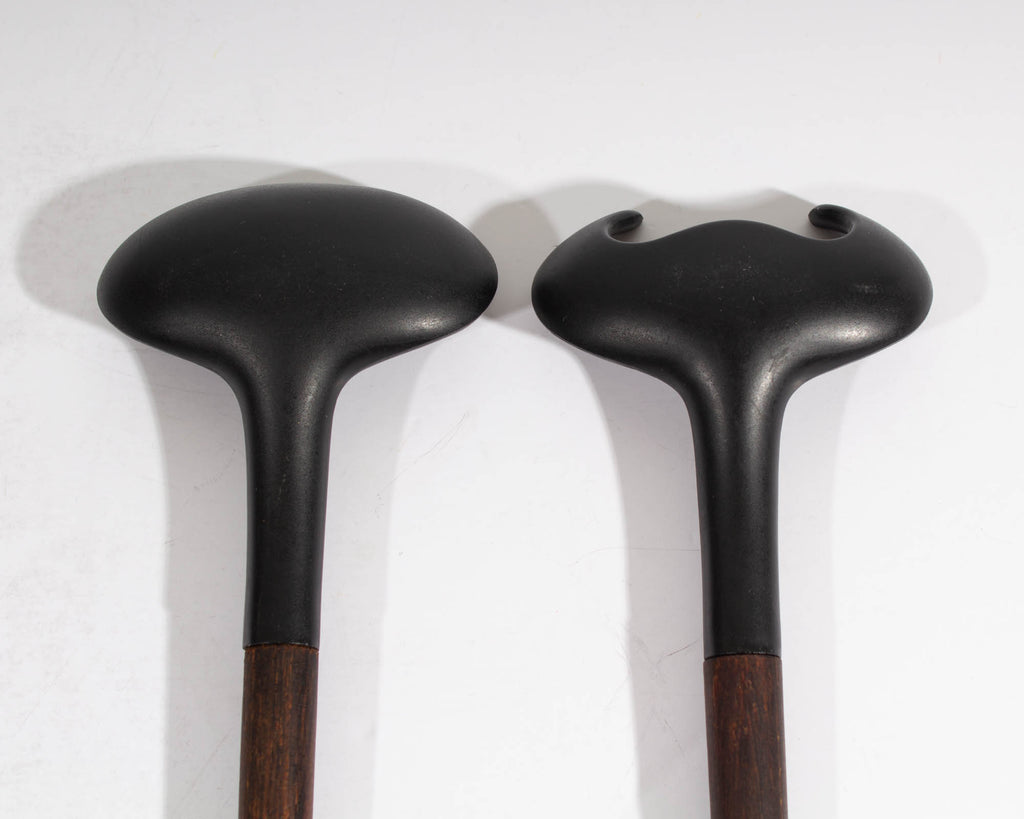 Mid-Century Teak and Melamine Salad Servers