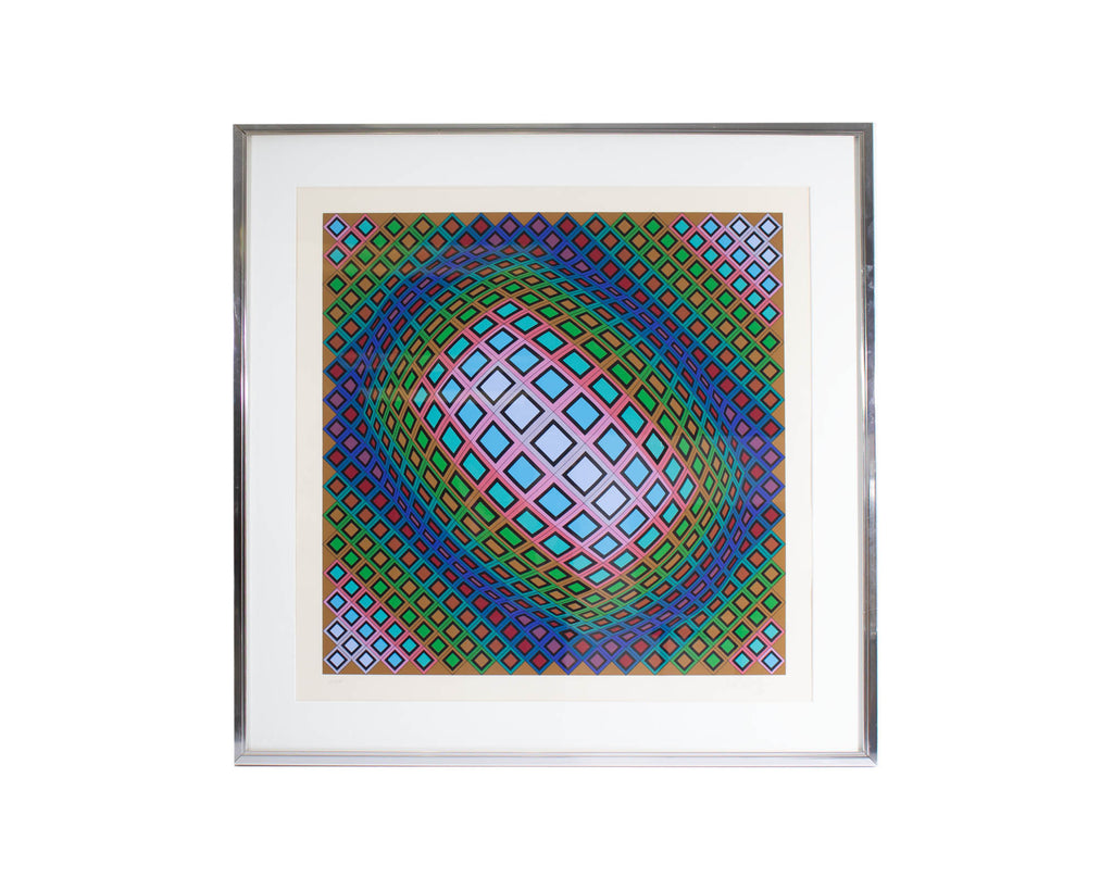 Victor Vasarely Signed 1980 “Ferde” Op Art Serigraph Print