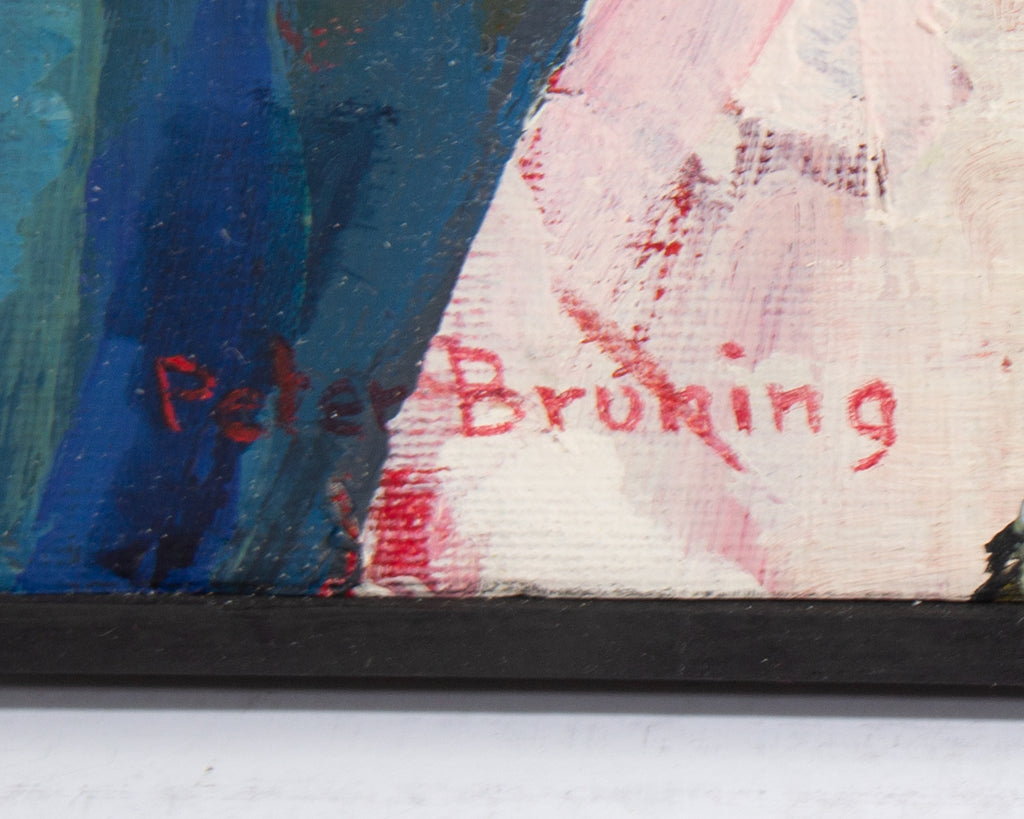 Peter Bruning Signed Oil on Board Abstract Painting