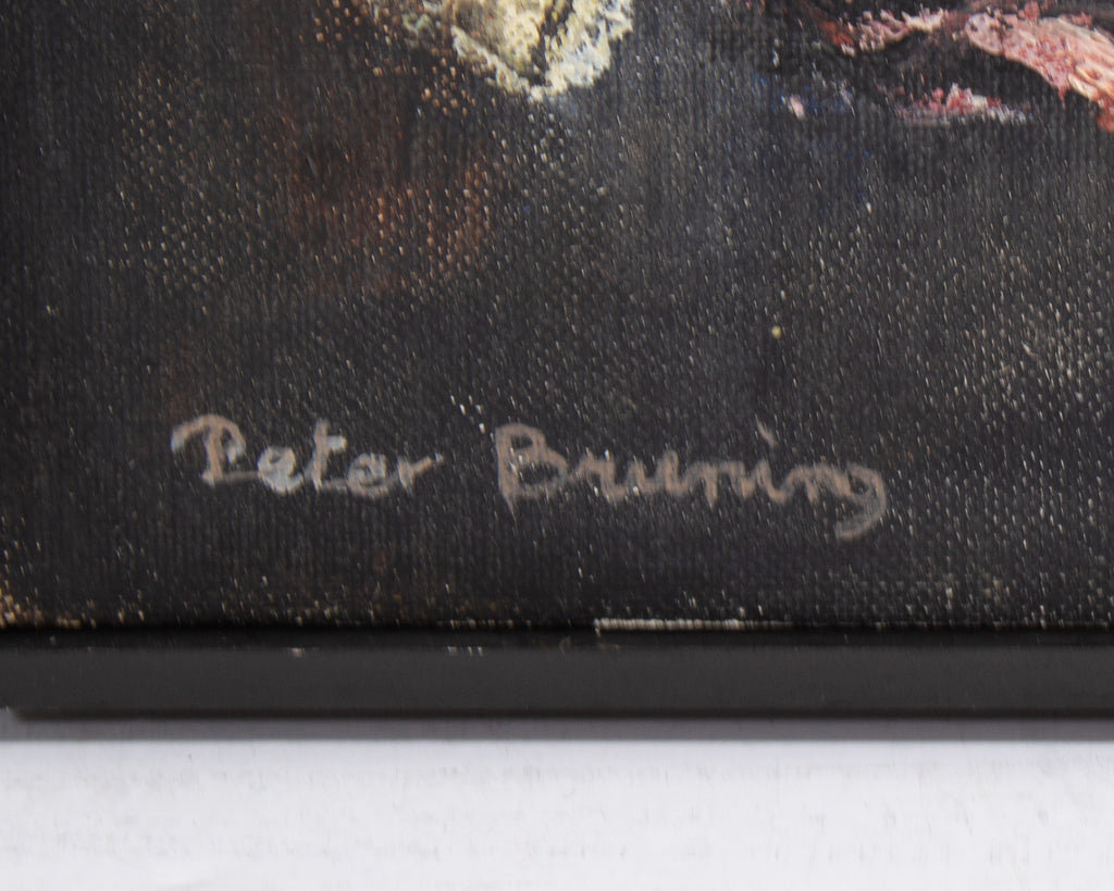 Peter Bruning Signed Oil on Board Abstract Painting