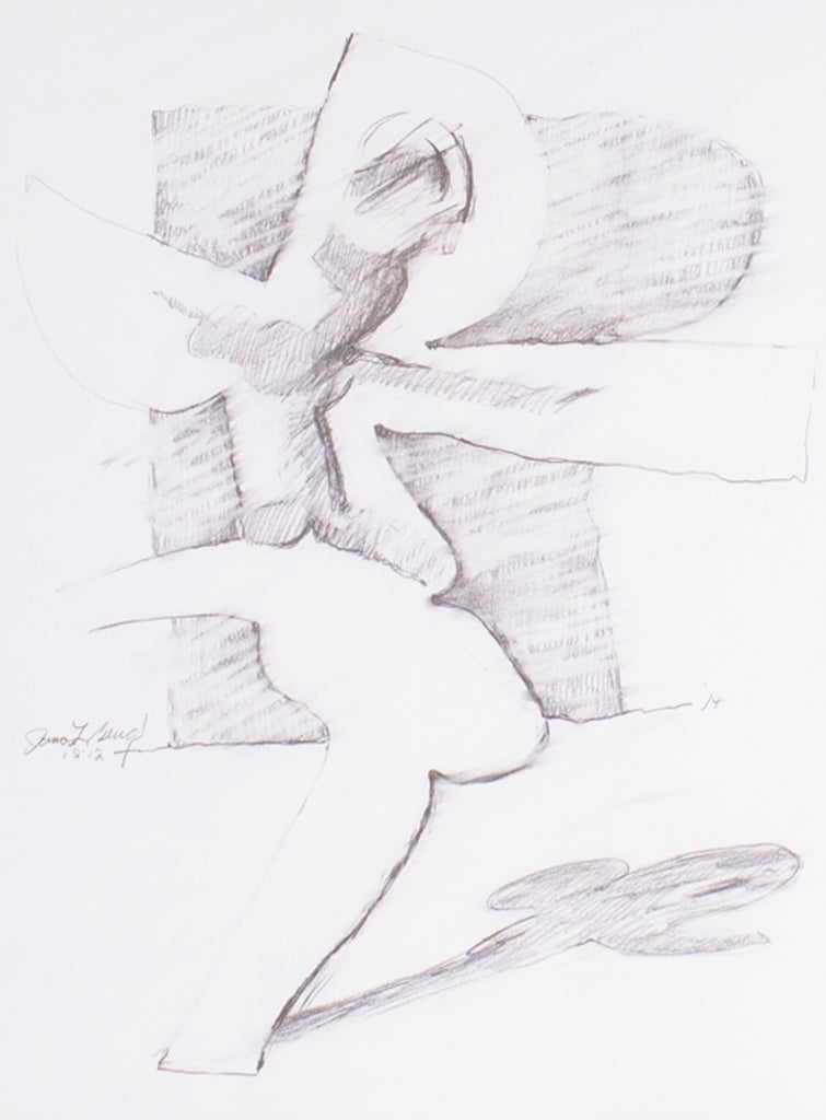 James L. Bruch 2012 Signed Abstract Graphite Drawing