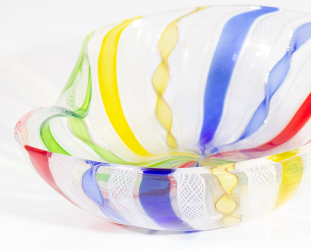 Italian Murano Zanfirico Glass Ashtray Catchall