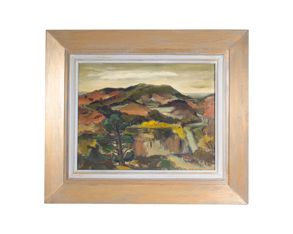 George Jo Mess Signed “Foothills” Oil on Board Landscape Painting