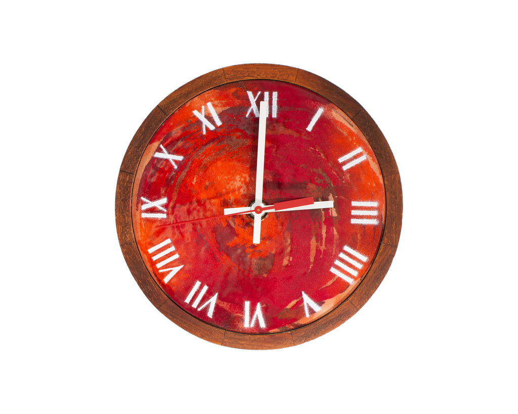 Robert Wuersch Mid-Century Enamel Wood Wall Clock