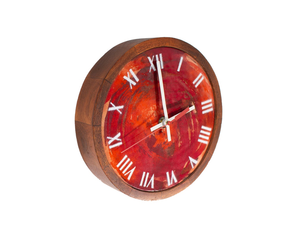 Robert Wuersch Mid-Century Enamel Wood Wall Clock