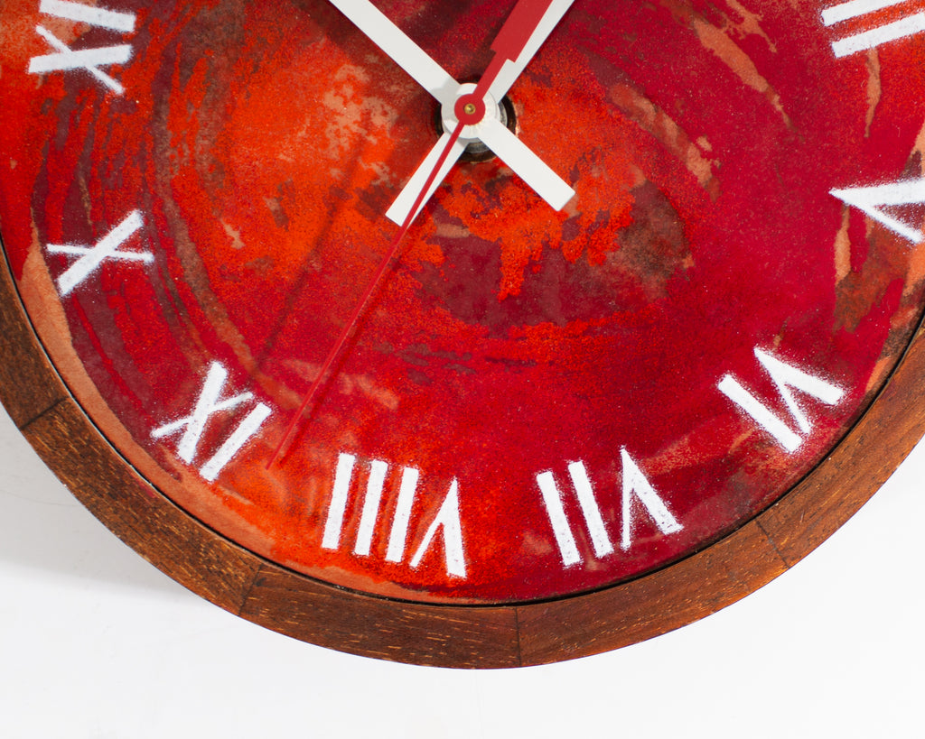 Robert Wuersch Mid-Century Enamel Wood Wall Clock