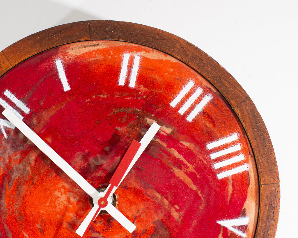 Robert Wuersch Mid-Century Enamel Wood Wall Clock