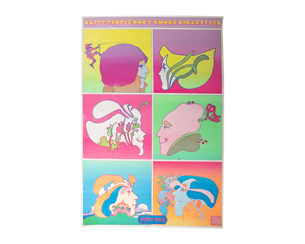 Peter Max “Happy People Don’t Smoke Cigarettes” Poster