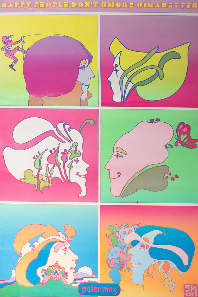 Peter Max “Happy People Don’t Smoke Cigarettes” Poster