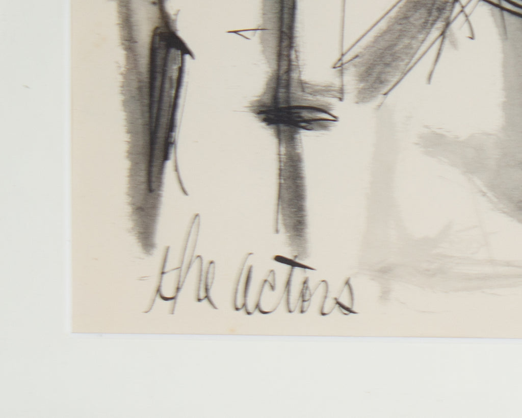 Harry Hilson Signed 1961 “The Actors” Abstract Ink Painting