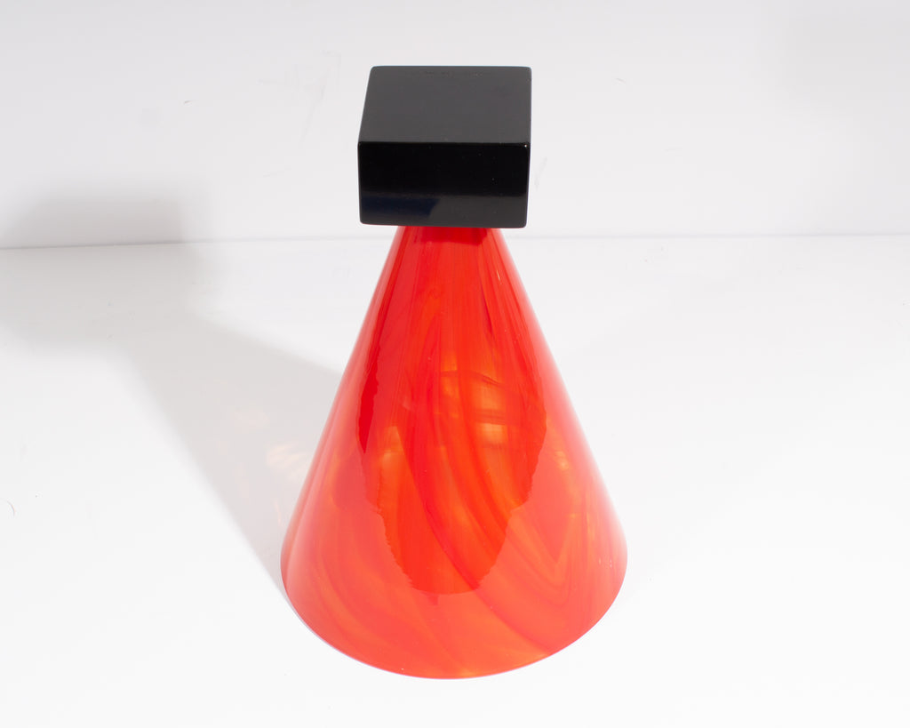 AV Mazzega Murano Italian Red and Black Glass Vase