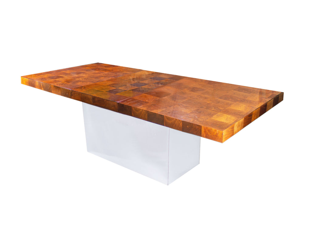 Milo Baughman Thayer Coggin Chrome Pedestal Dining Table