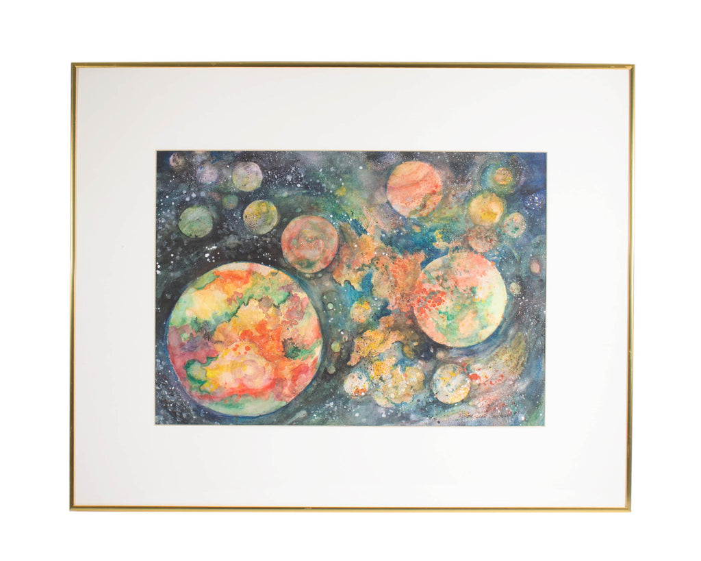 Norma Jean Bruckner Signed “Beyond and Beyond” Abstract Watercolor Painting