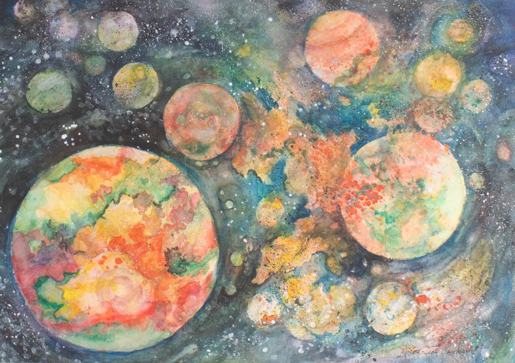 Norma Jean Bruckner Signed “Beyond and Beyond” Abstract Watercolor Painting