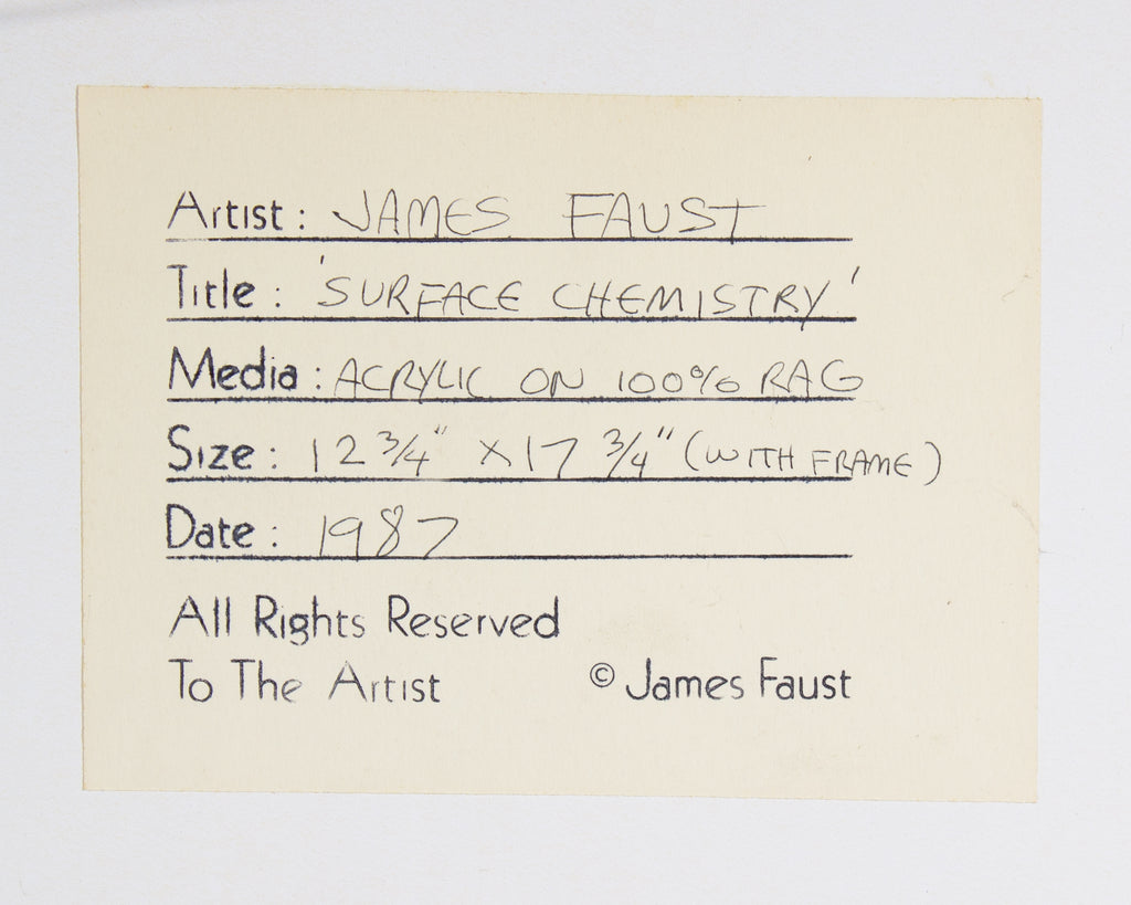 James Willie Faust 1987 Signed “Surface Chemistry” Acrylic on Paper Painting