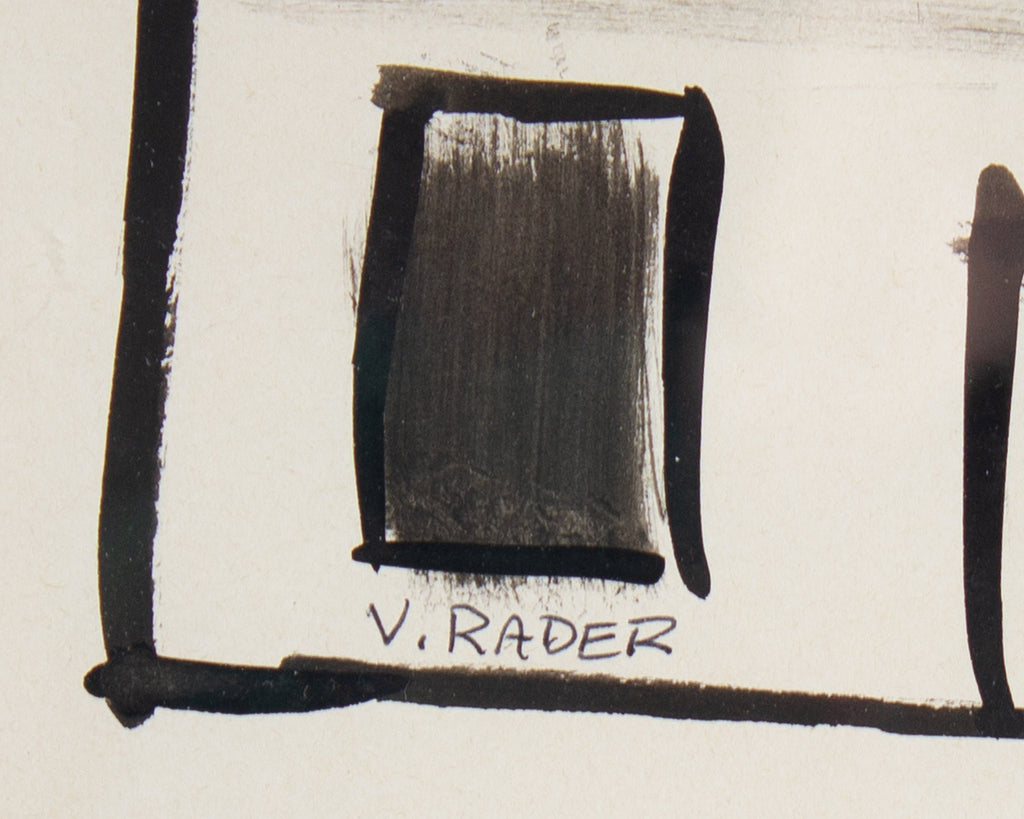 Vern Rader Signed Abstract Ink Drawing