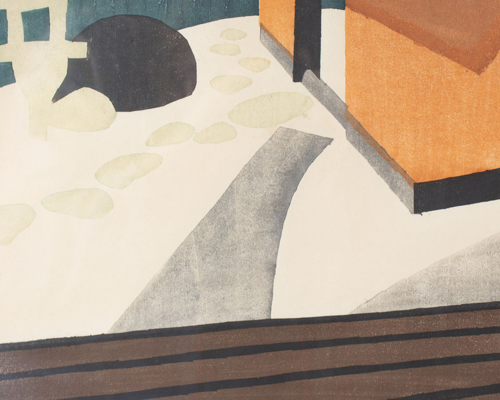 Sadayuki Takeda Signed 1963 “The Old Inn” Japanese Woodblock