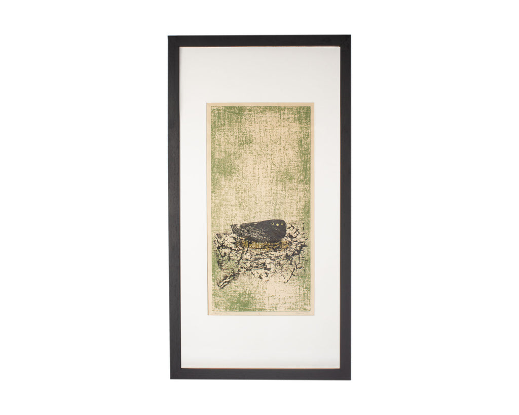 Glen A. Krause Signed 1959 “Nesting” Woodcut Print
