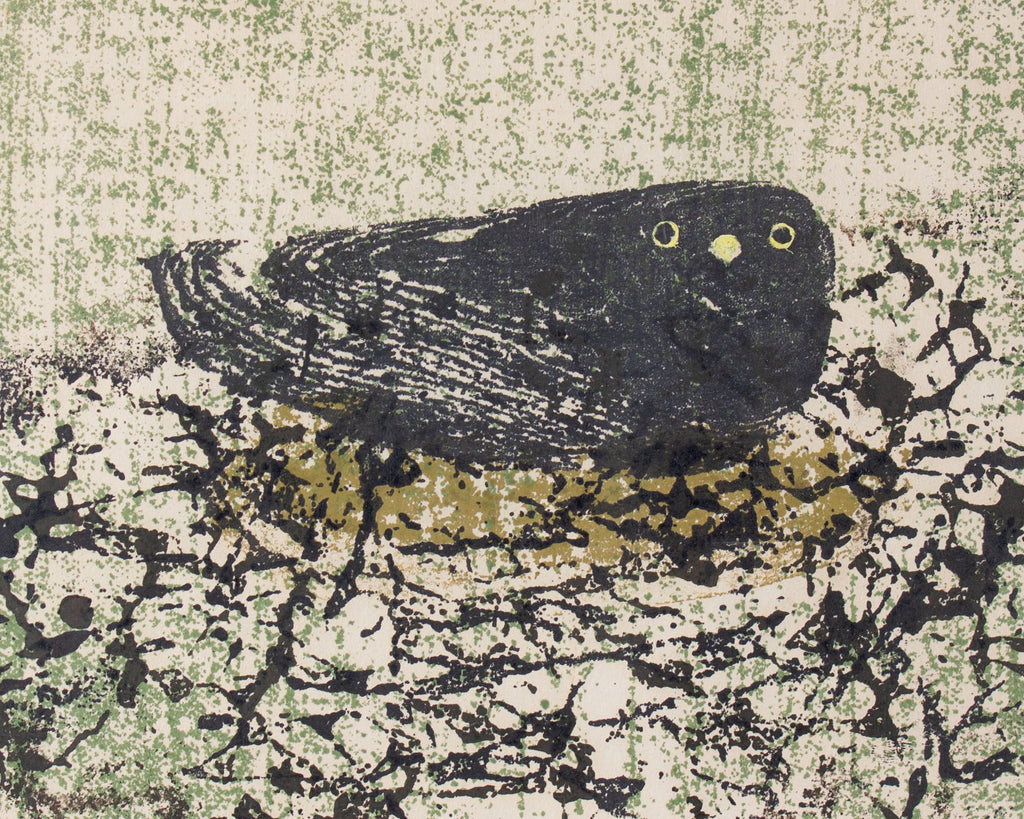 Glen A. Krause Signed 1959 “Nesting” Woodcut Print