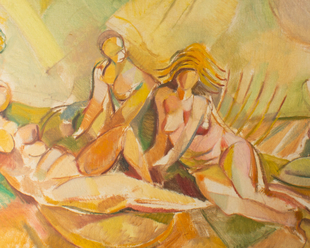 Robert C. Brisley “Tent Meeting” Signed Oil on Canvas Painting