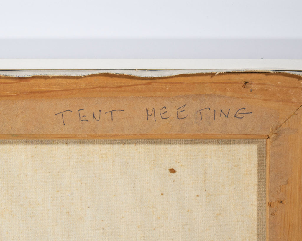 Robert C. Brisley “Tent Meeting” Signed Oil on Canvas Painting