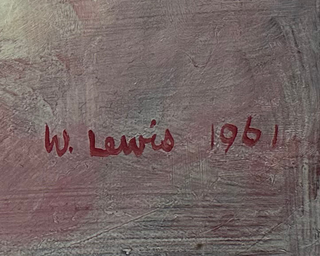 William Arthur Lewis Signed 1961 “The Red Planet” Oil on Canvas Painting