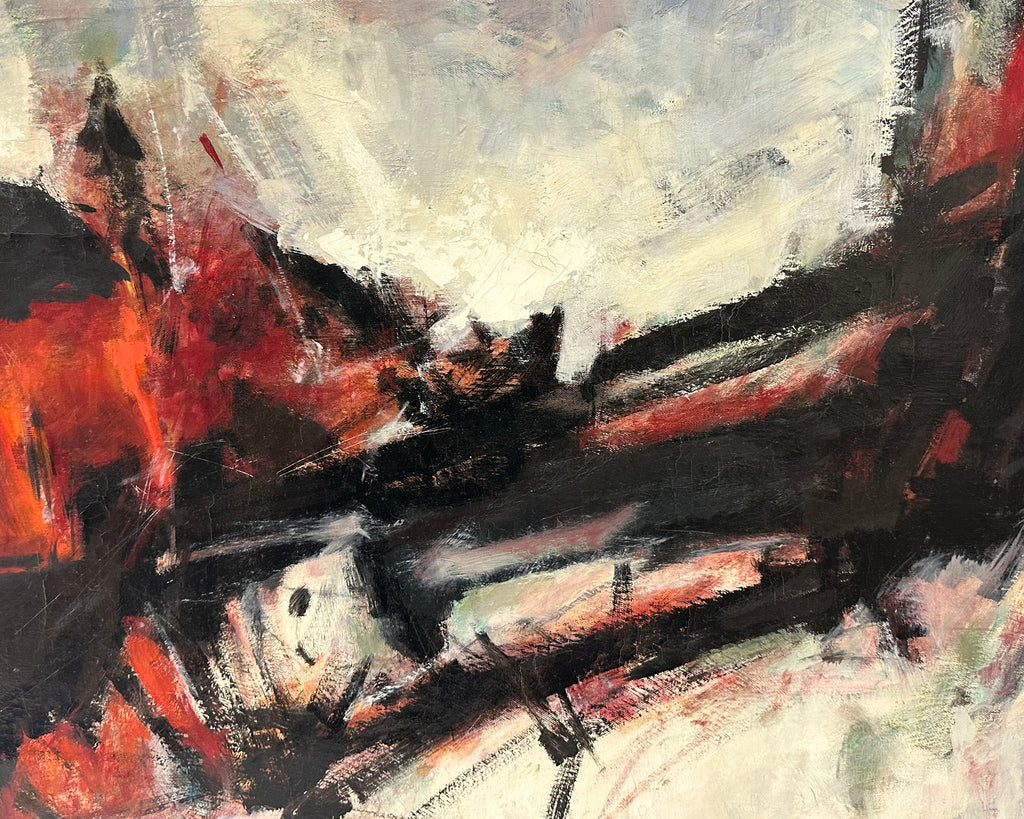 William Arthur Lewis Signed 1961 “The Red Planet” Oil on Canvas Painting