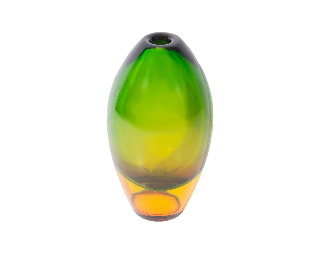Murano Sommerso Flavio Poli Attrib. Green and Amber Glass Vase
